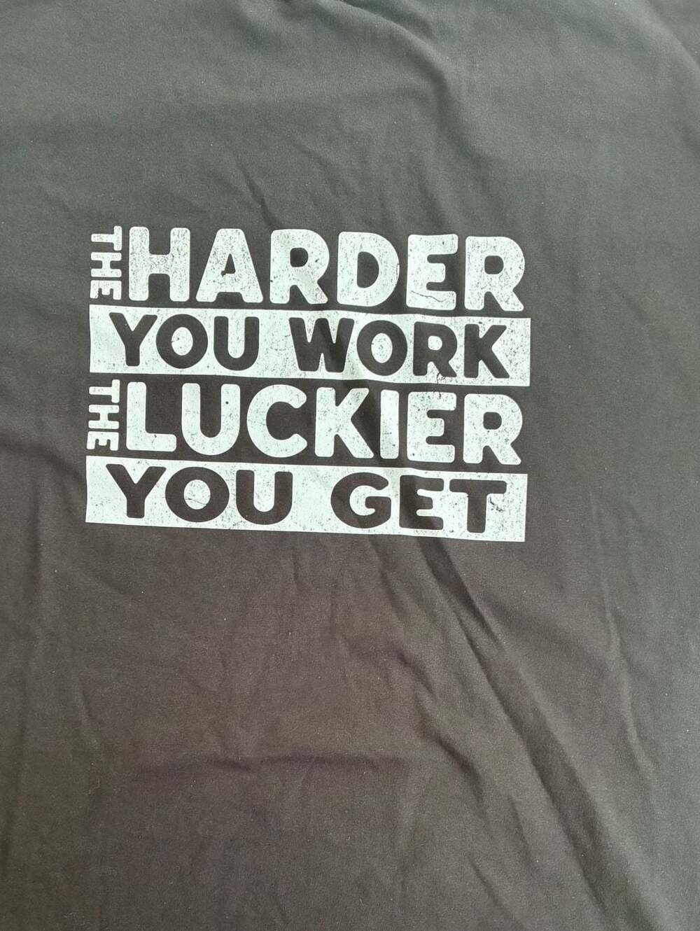 M&O Gold The Harder You Work The Luckier You Get Motivational Graphic T-Shirt XL
